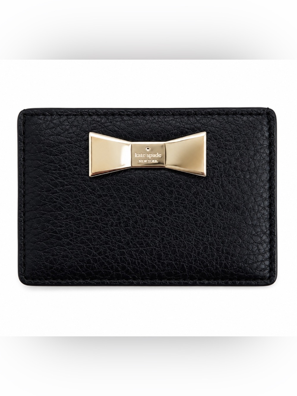 kate spade black card holder with gold bow plaque - Picture 2 of 4